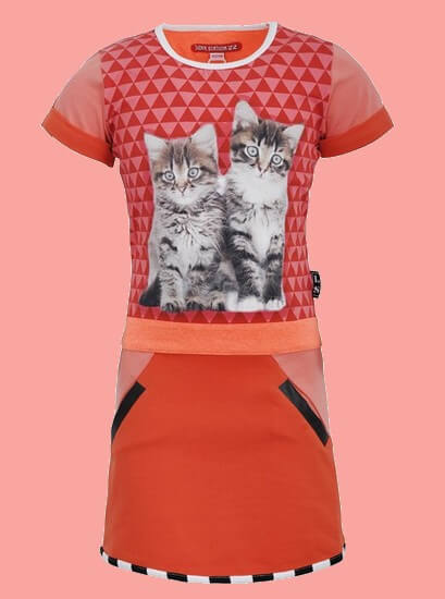 Bild LoveStation22 Kleid Nilaya Cats orange/red #121